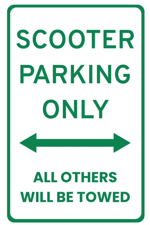 Green and White Scooter Parking Sign Template