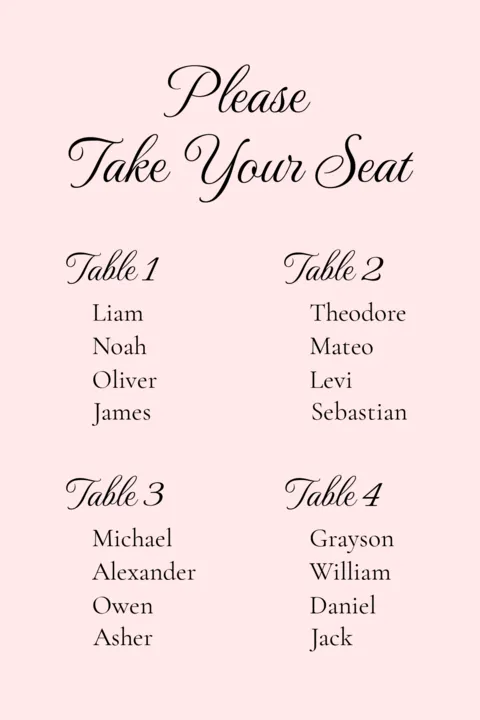 Seating Chart Customizable Template