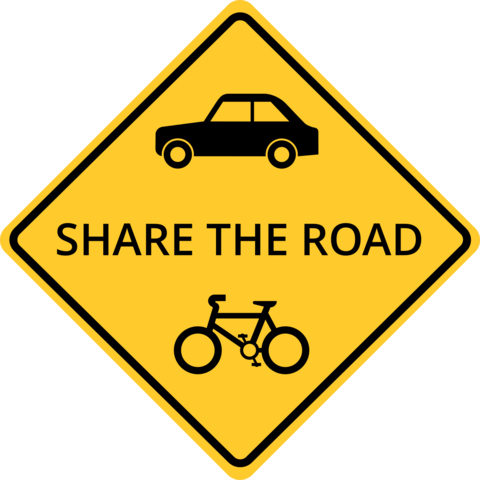 Car and Bicycle Share the Road Traffic Sign Template