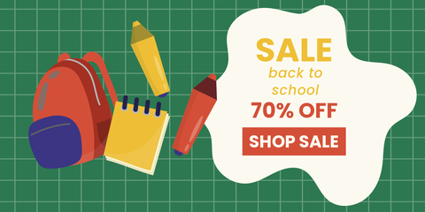 Back to School Sale 70% Off Sign Template