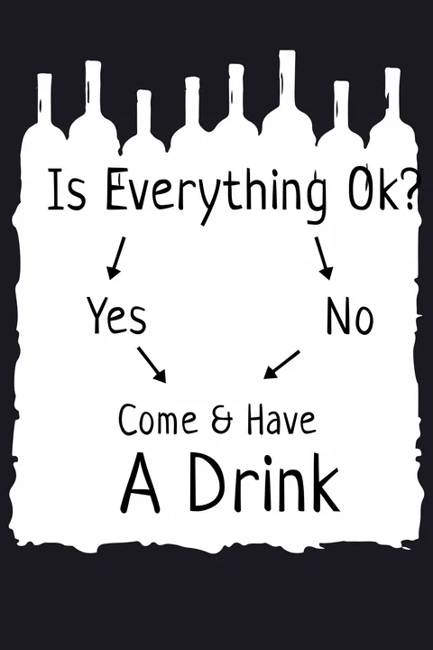 Funny Drinking Quote With Wine Bottles Sign Template