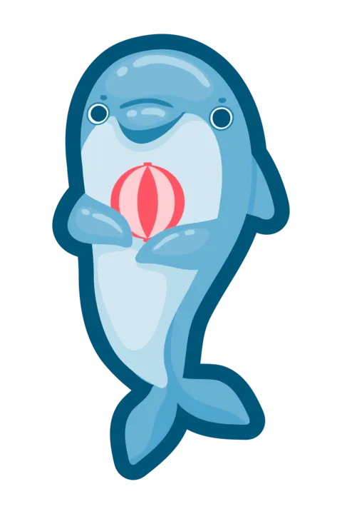 Dolphin With Beach Ball Marine Life Sign Template