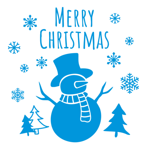 Blue Snowman and Christmas Symbols Holiday Template