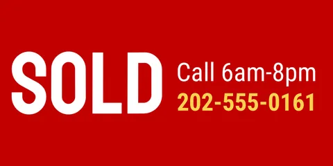 Sold With Contact Info Red and White Property Template