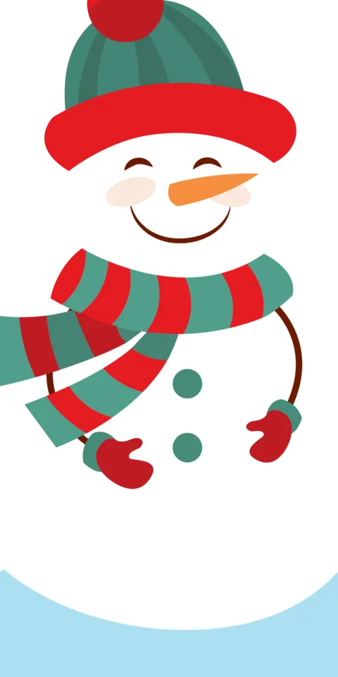 Smiling Snowman with a Scarf, Hat and Gloves Sign Template
