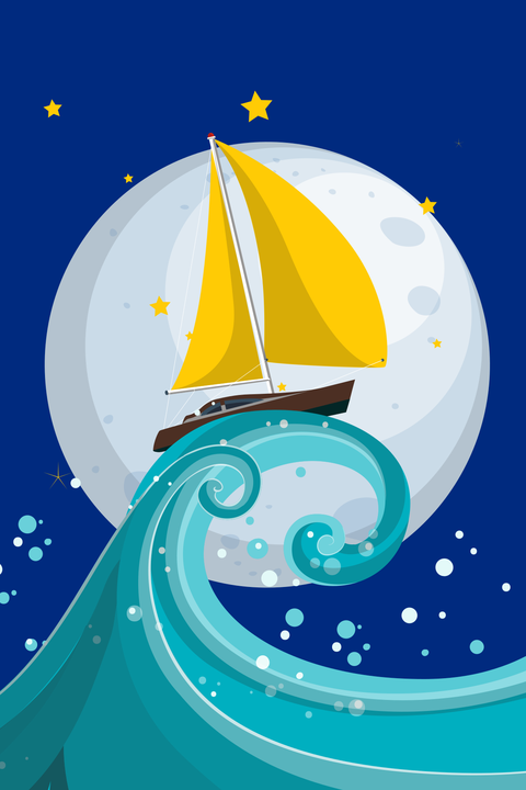 Boat Riding an Ocean Wave Sign Template