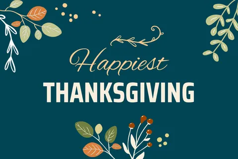 Leaves and Berries Happiest Thanksgiving Sign Template