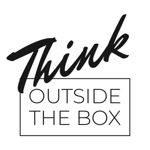 Black and White Think Outside the Box Sign Template