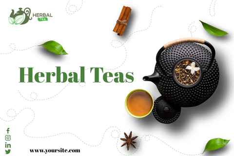 Black Teapot Filled With Herbs Sign Template