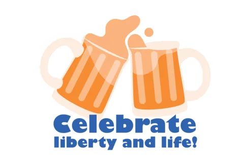 Patriotic Beer Cups Sticker Sign Template