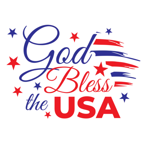 Red and Blue God Bless the USA Sign Template