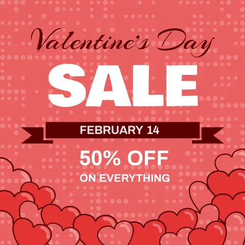 Coral Red Heart-Inspired Valentine's Day Sale Sign Template
