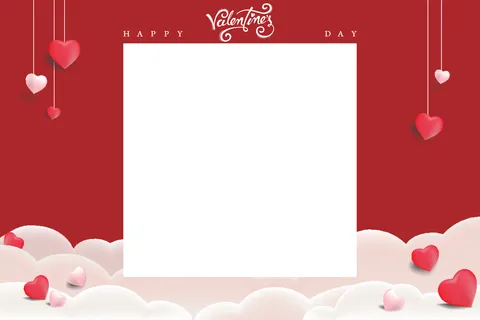 Hearts and Clouds Valentine's Day Selfie Frame Template