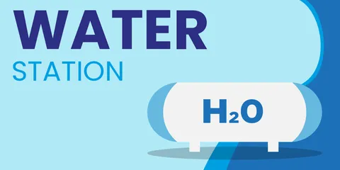 Blue Water Station Tent With H2O Formula Sign Template