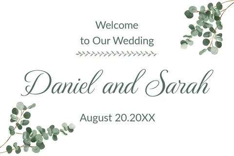 Green-Themed Decorative Wedding Sign Template