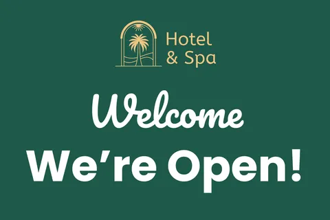 Hotel and Spa We're Open Sign Template