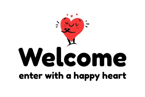 Cartoon Heart Welcome Note Sign Template