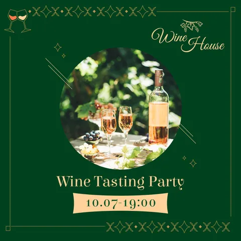 Green-Themed Wine Tasting Party Sign Template