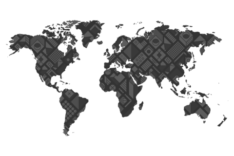 World Map With Geometric Shapes Sign Template