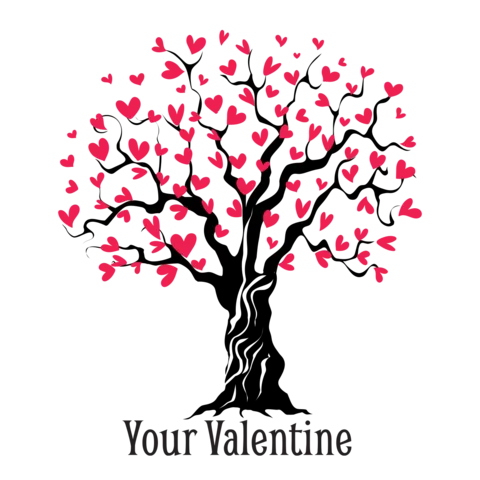 Tree With Heart-Shaped Leaves Valentine's Day Template