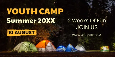 Summer Youth Camp Event Invite Forest Tents Sign Template