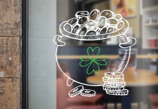 ST. Patrick's Day window decoration idea with coins ST