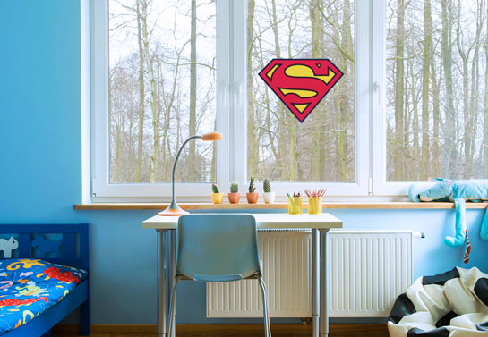 Superman symbol kid's room window decor Superman-symbol-kid's-room-window-decor