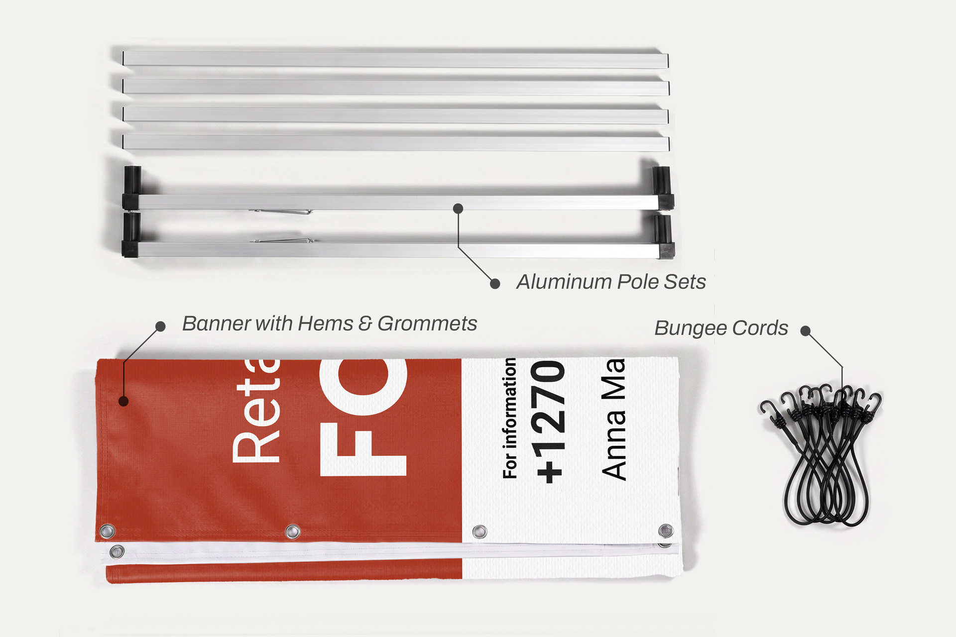 Component parts of A-frame banners.