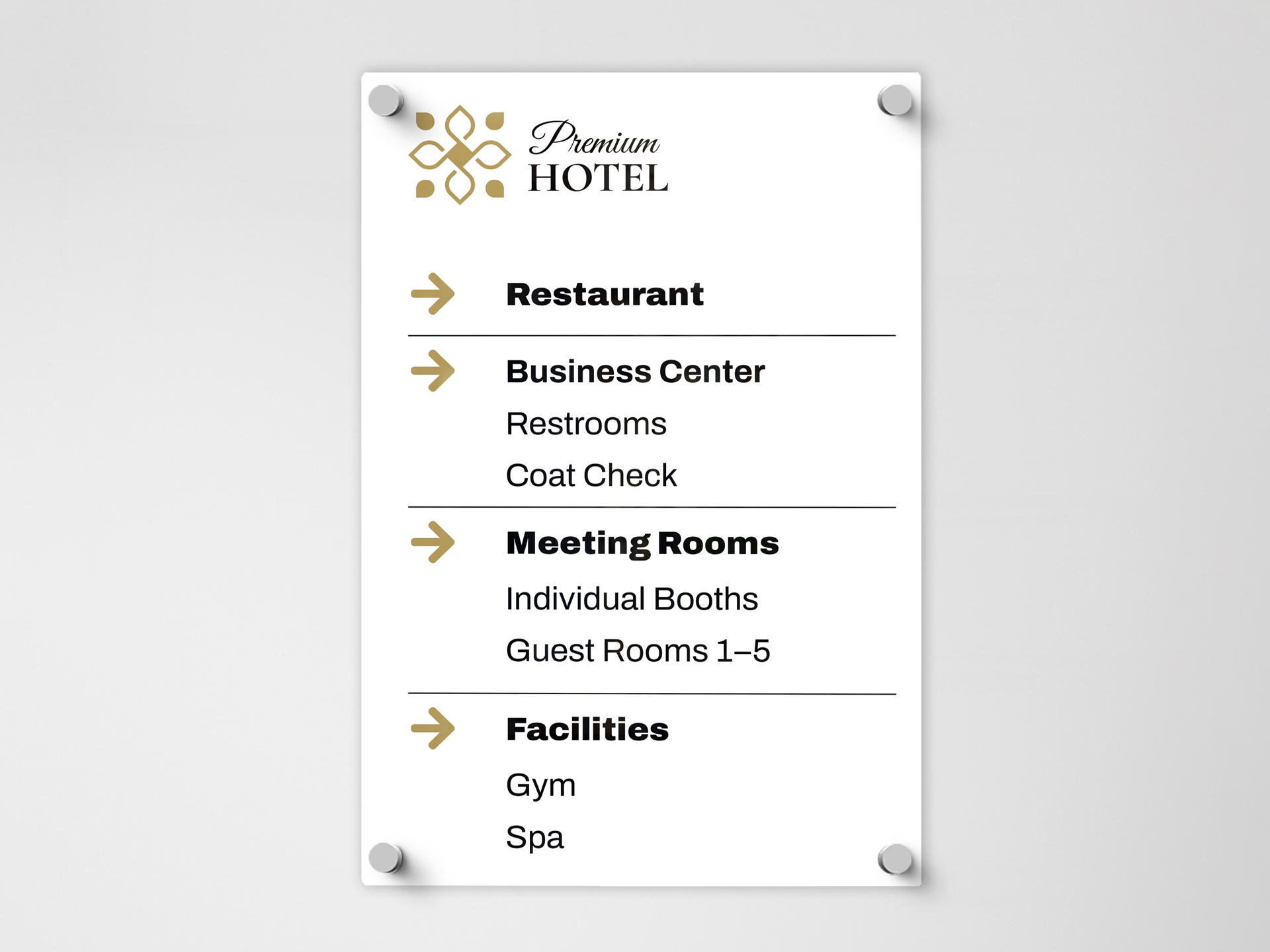 acrylic-interior-wayfinging-sign-listing-hotel-facilities-and-amenities