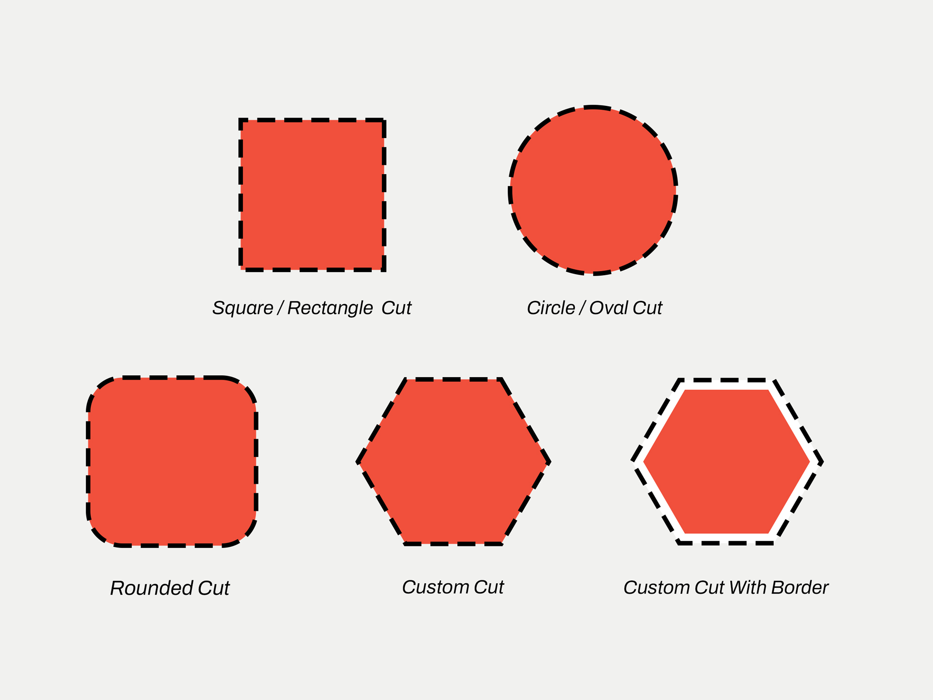 Shape options of backlit decals.