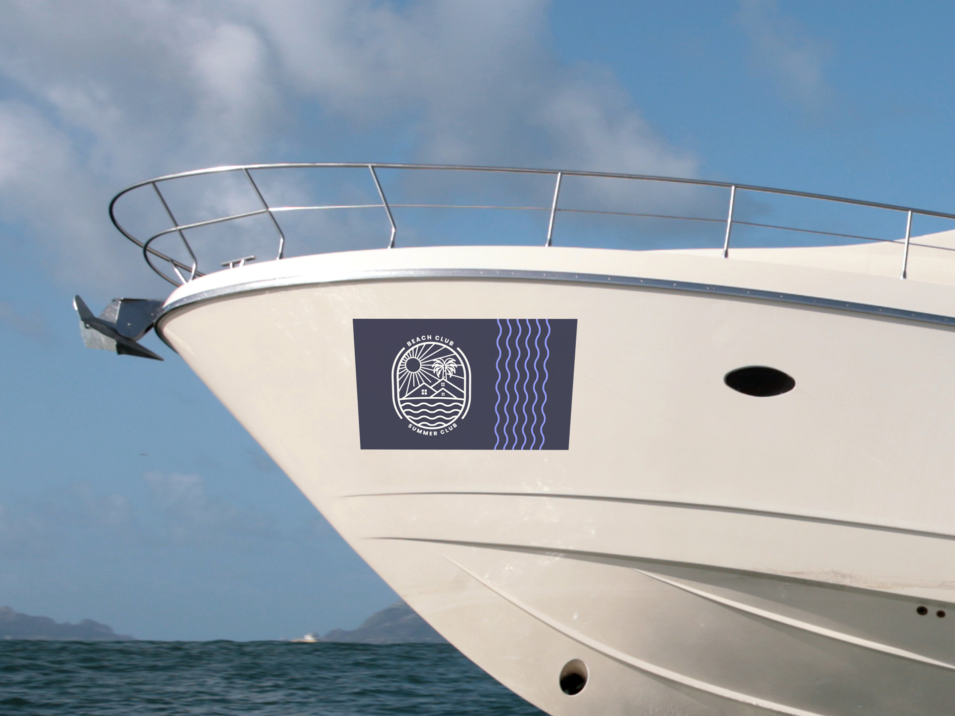 A navy beach summer club logo decal.
