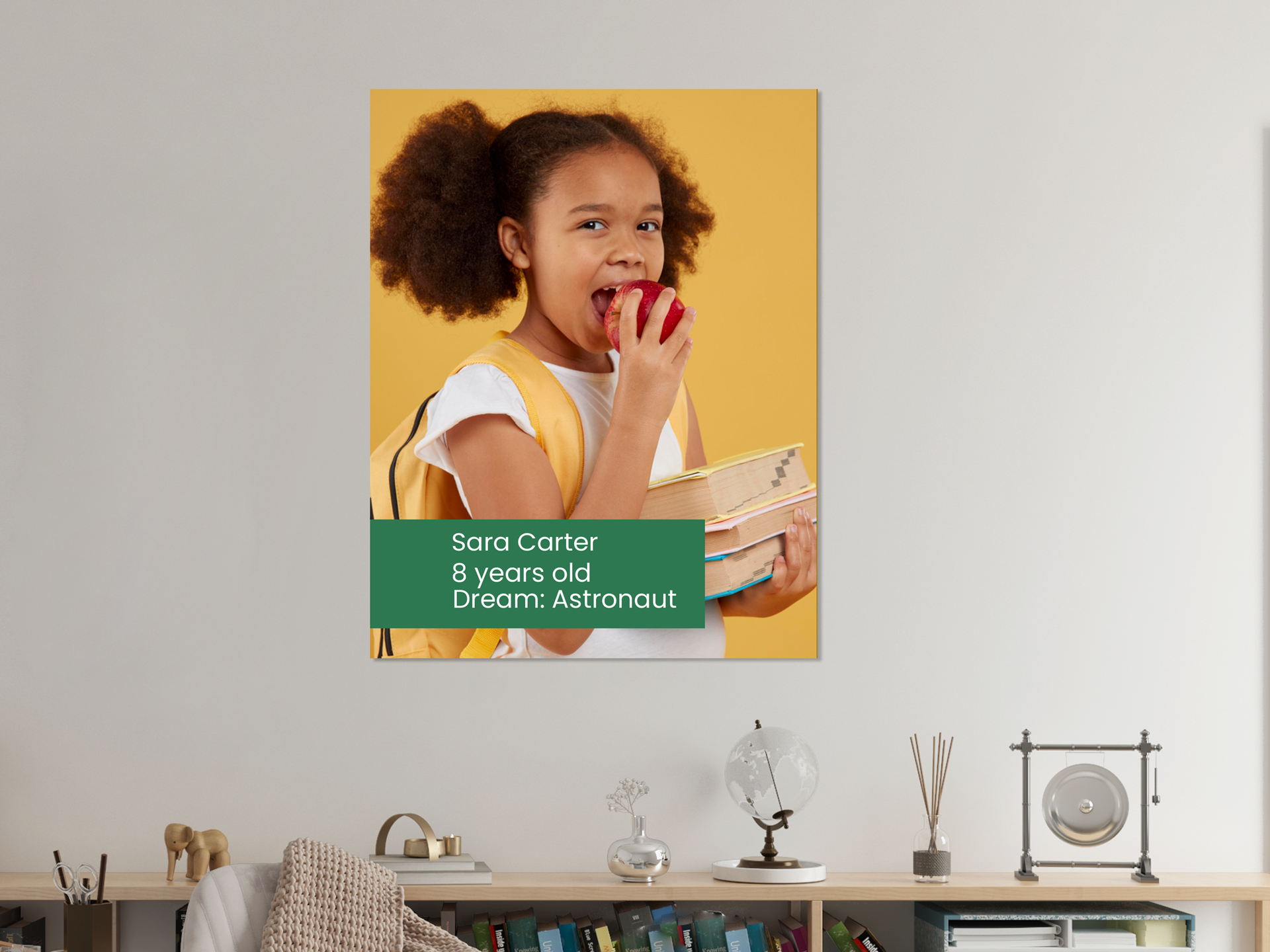 Customized canvas photo print with a child's photo.