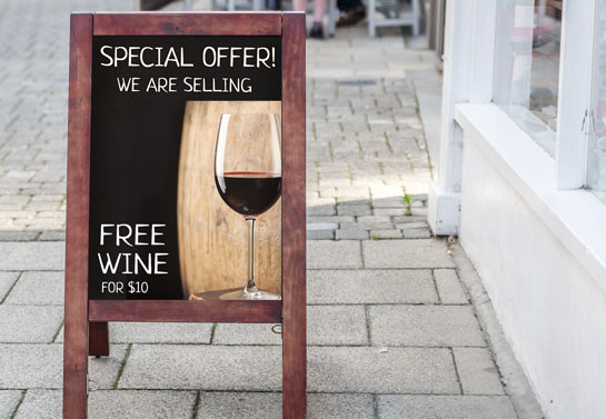 Special Offer! bar sandwich board clever-bar-front-message