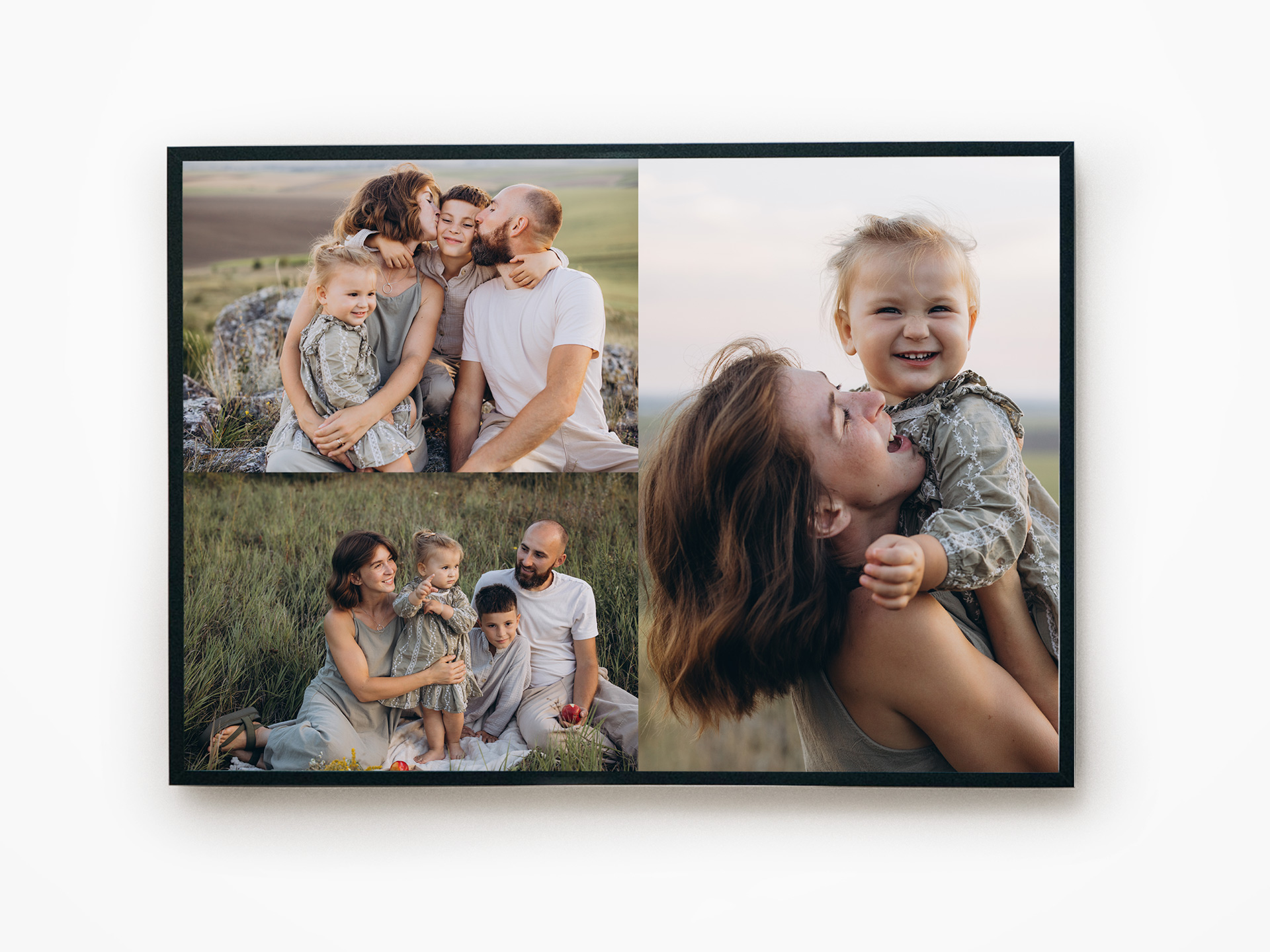 An SEG wall art with a collage of a family photoshoot