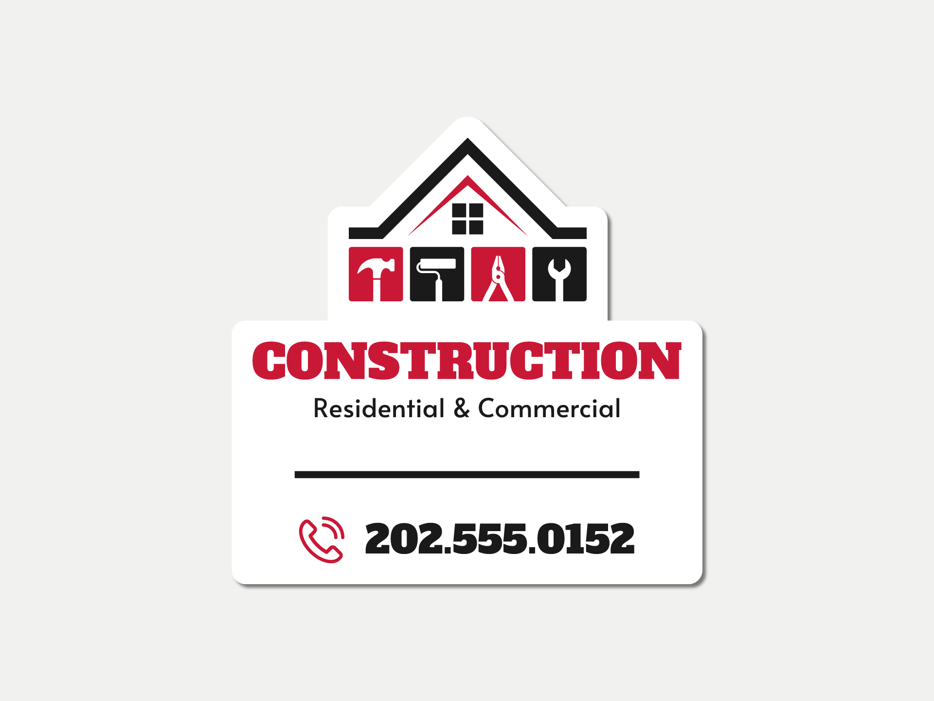 Construction company logo metal sign.