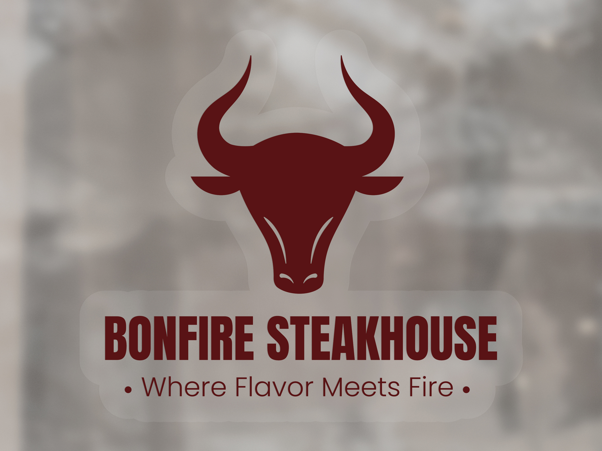 custom-printed clear window decal advertising a steakhouse