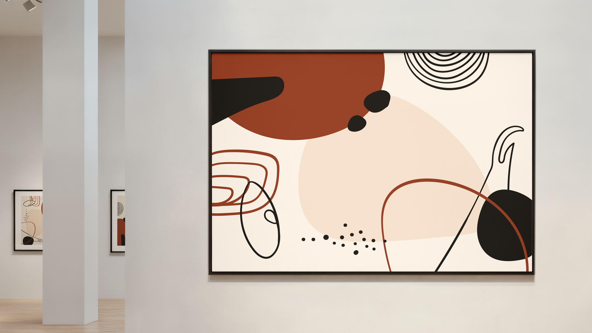 Abstract wall art print mounted inside the gallery