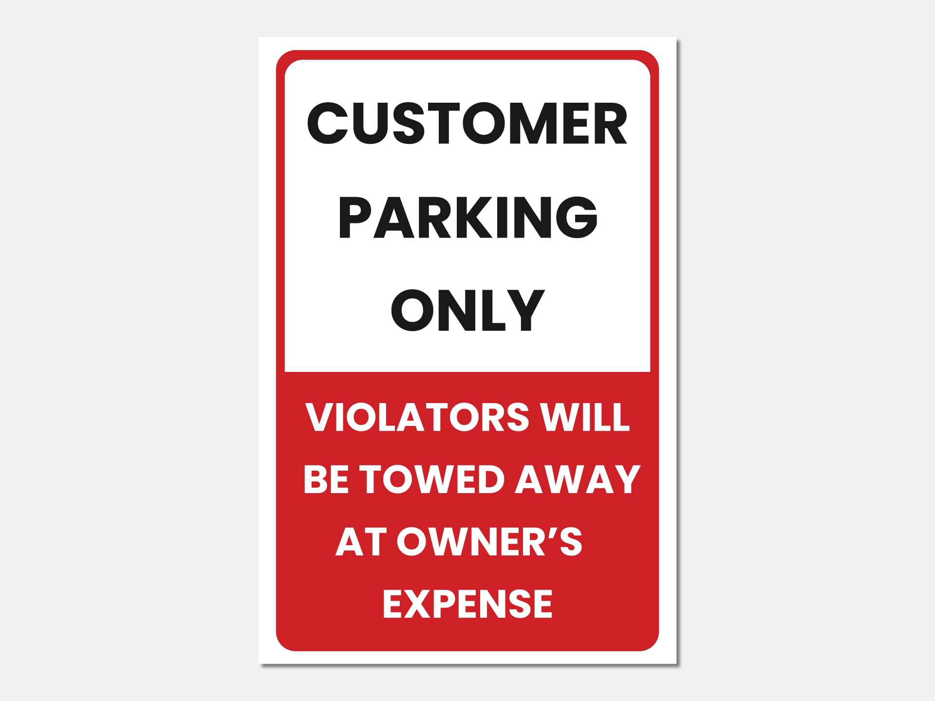 Customer Parking Only aluminum metal sign.