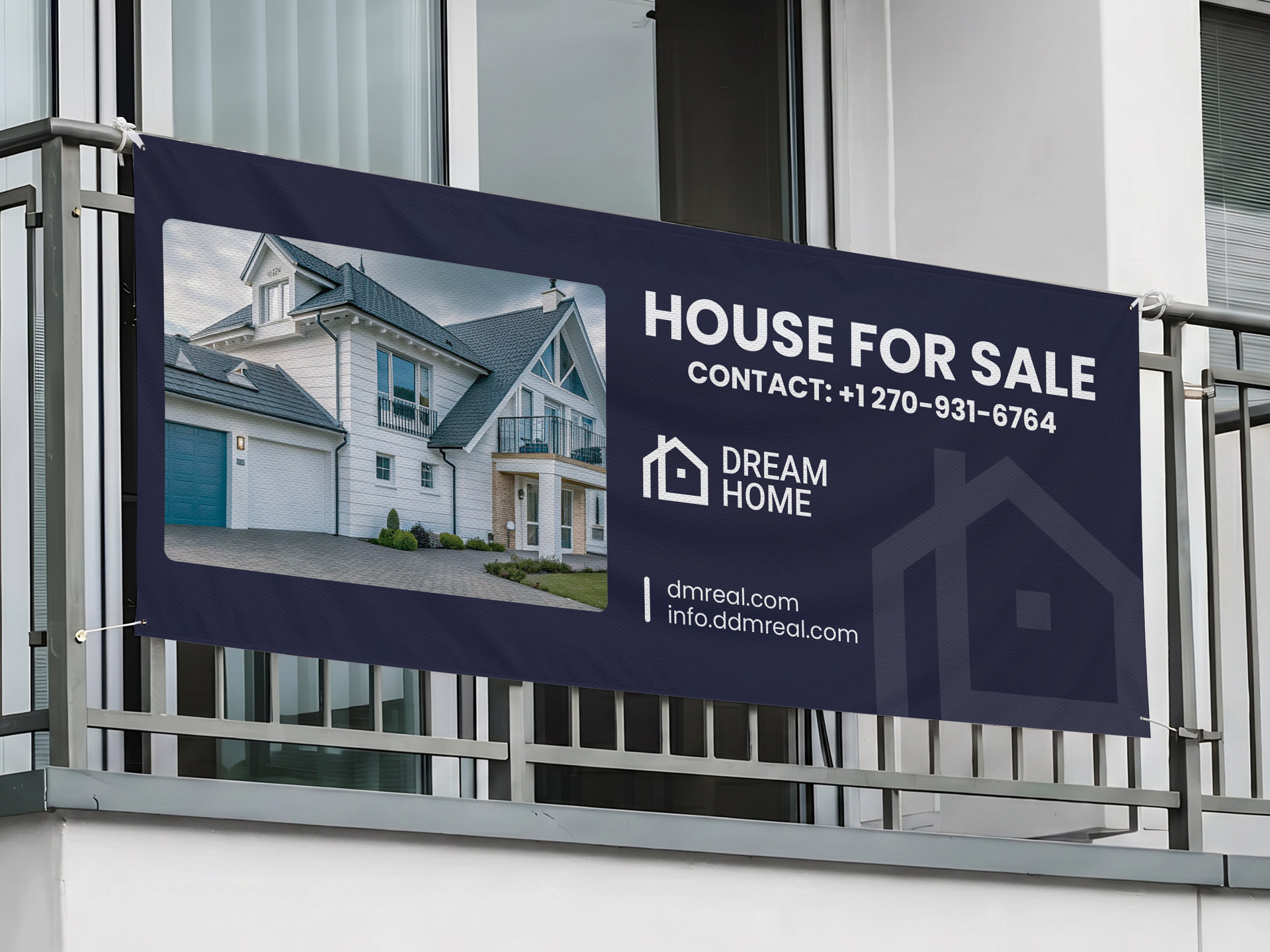 Custom-printed outdoor vinyl banner printing advertising a house for sale