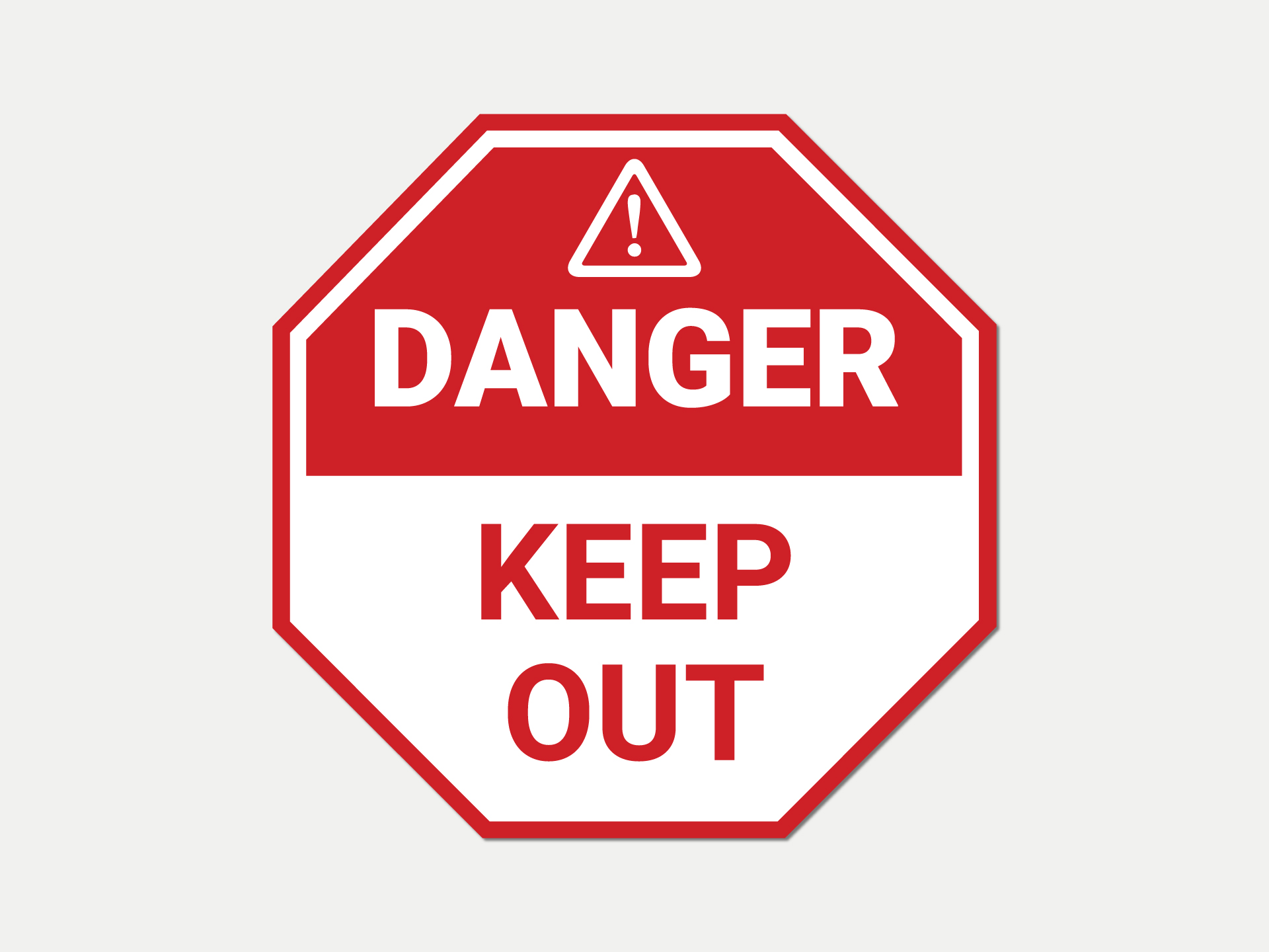 Danger warning metal sign.