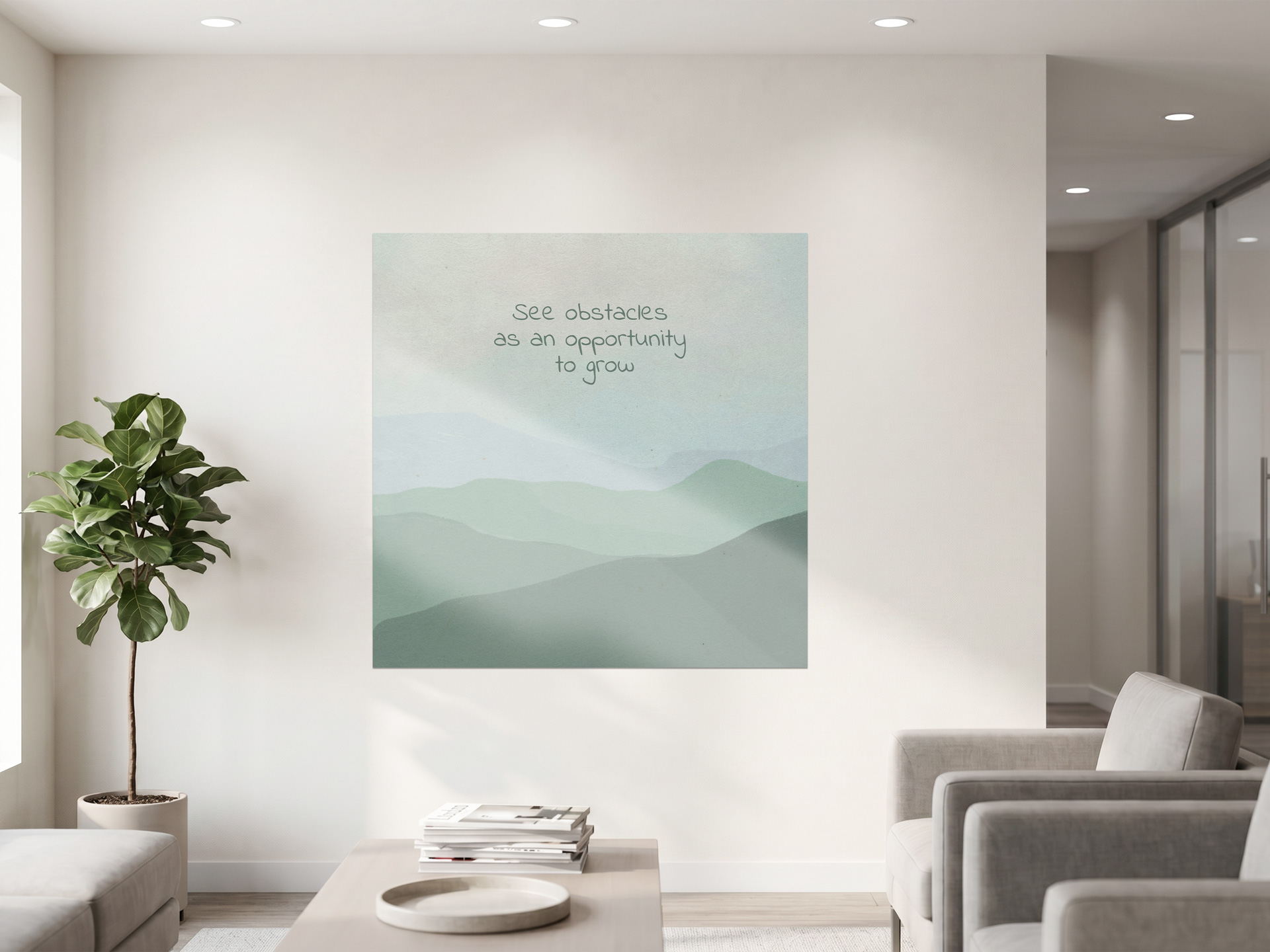 decorative wall vinyl print installed indoor featuring a motivational quote