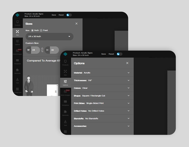 design-tool-size-and-option-selection