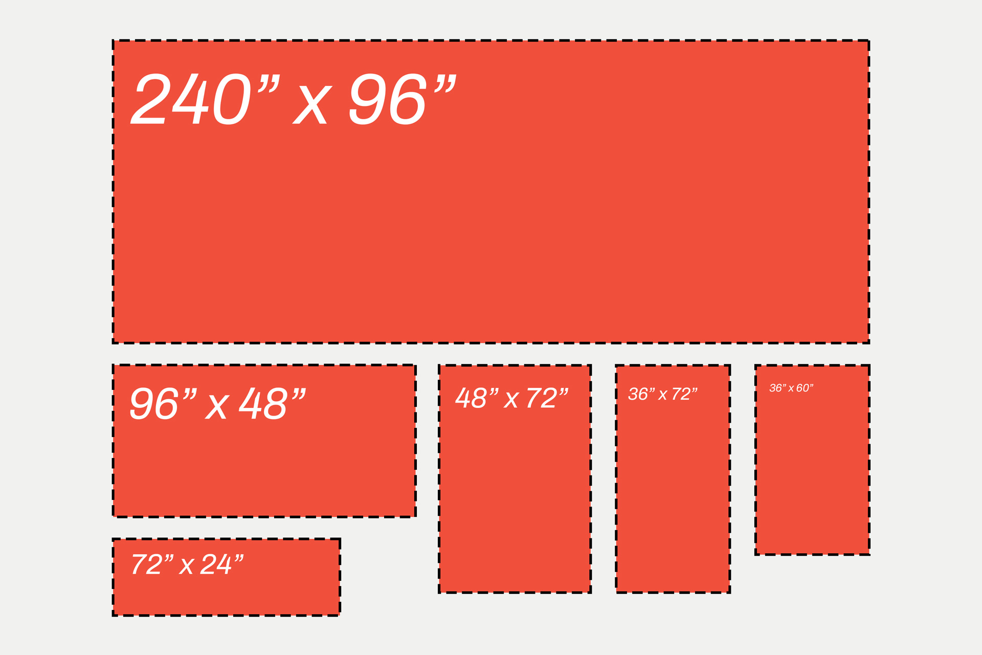 Different size options of vinyl banners.