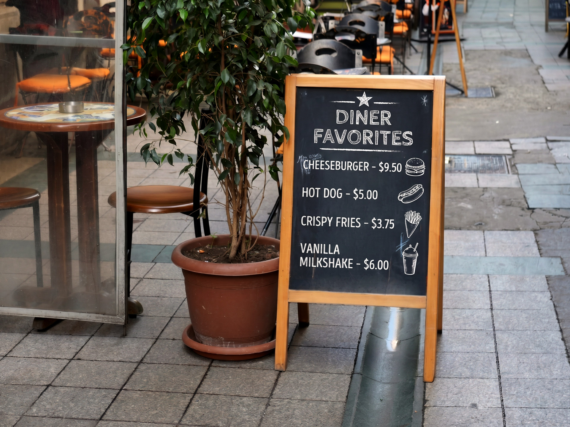 diner-favorites-chalkboard-sidewalk-sign