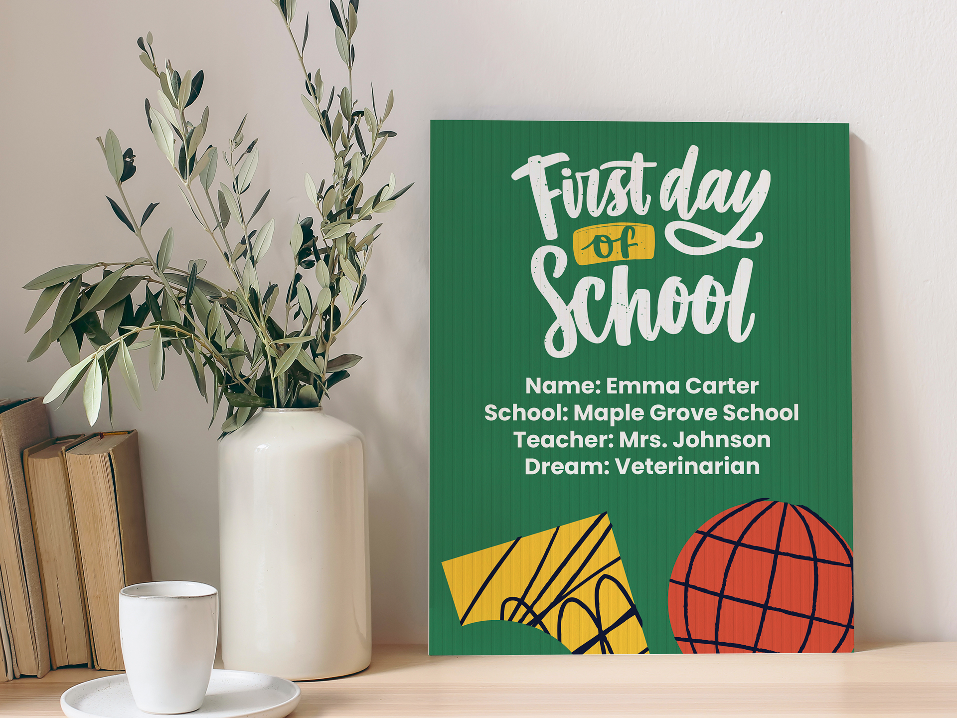 First day of school Coroplast board in bright colors.