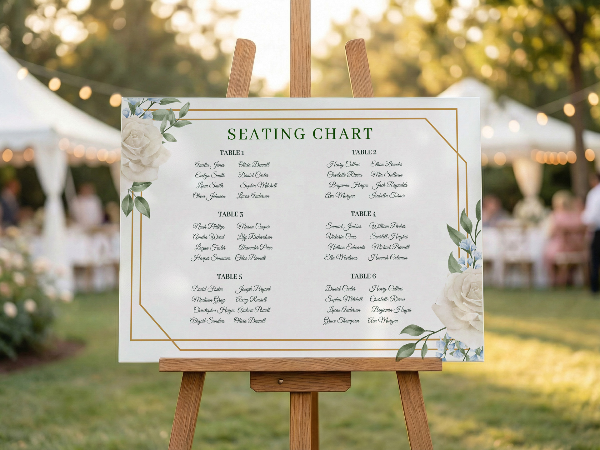 White foam board seating chart