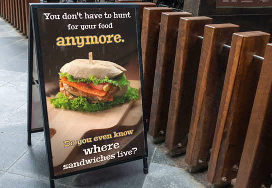 Don't Hunt for Food funny sandwich board funny-food-sandwich-board