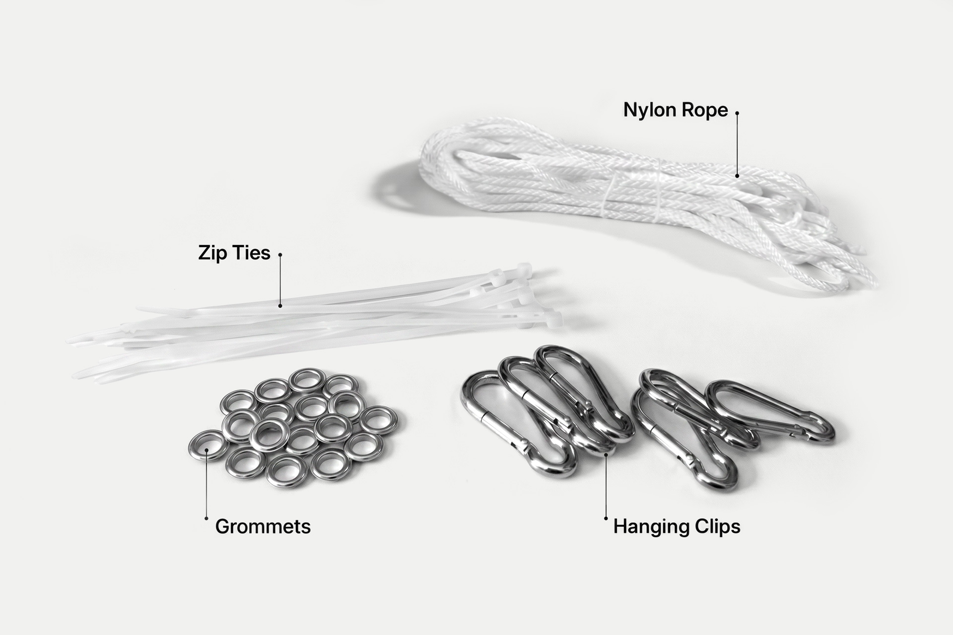 Different hanging accessories available for vinyl banners.