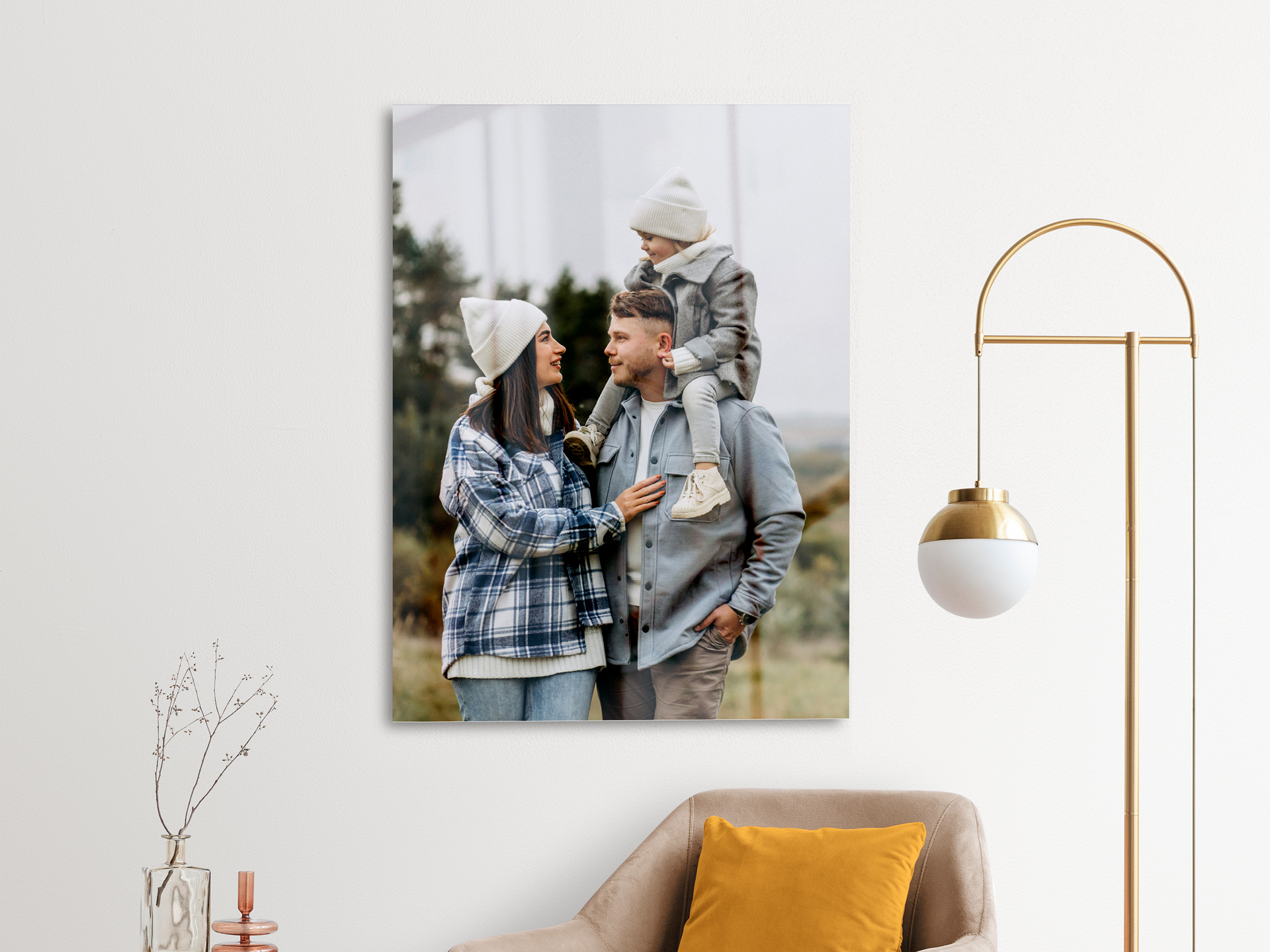 Acrylic print wall art featuring a family photo.