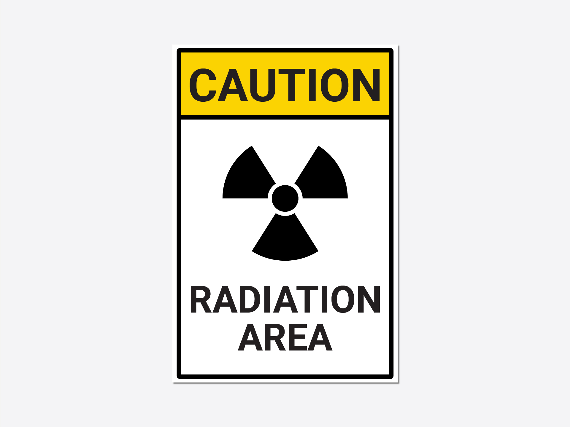 Workplace safety sign reading Caution, Radiation Area.